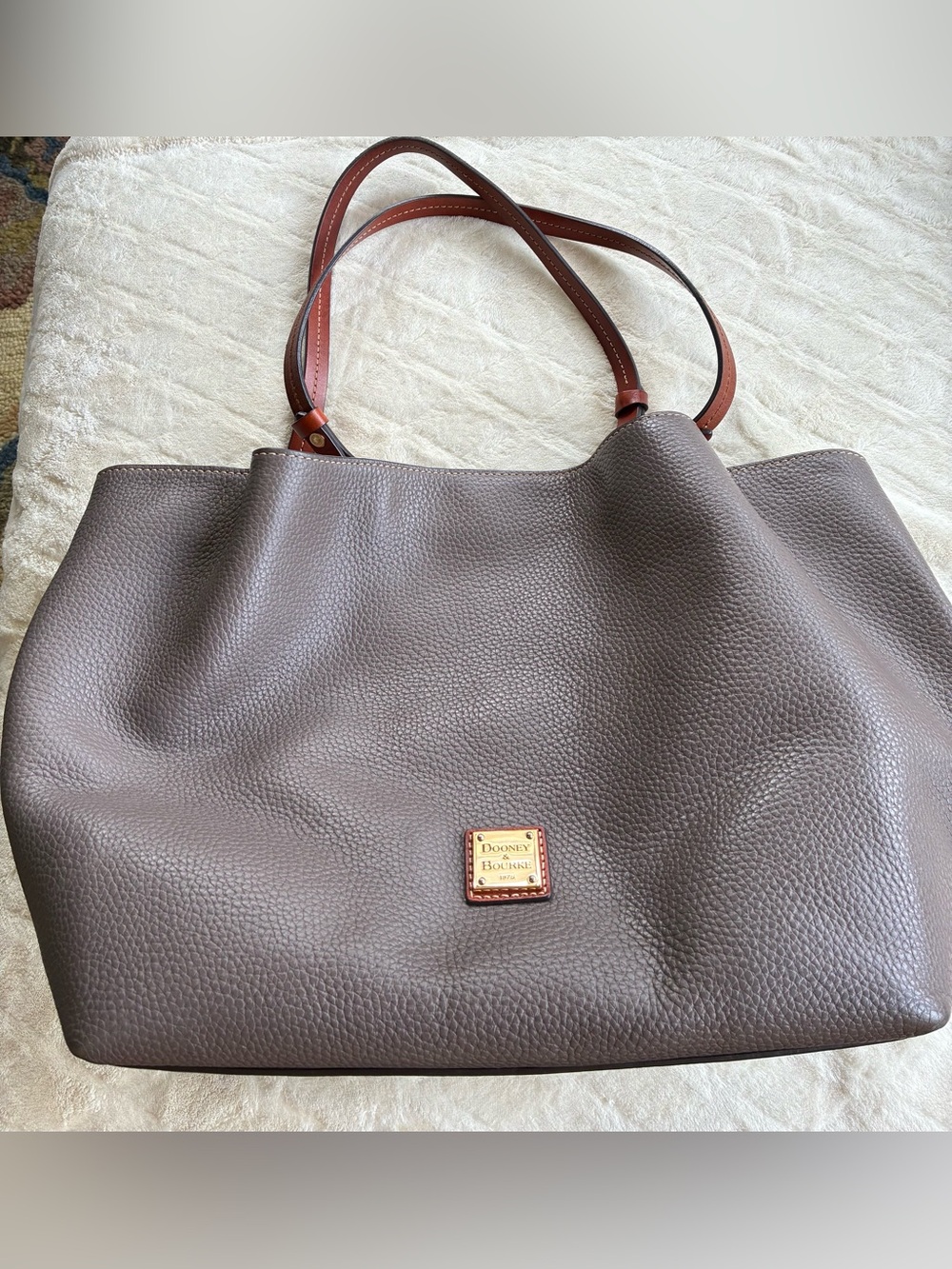 Dooney & Bourke Pebble Grain Leather East West Shopper Color Elephant